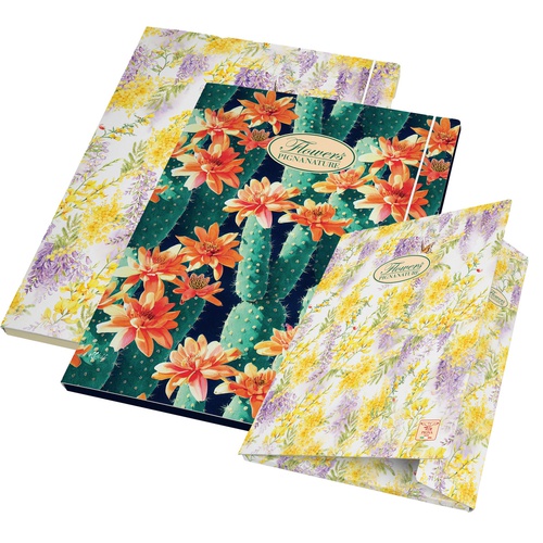 Cartella con elastico Nature Flowers - 26 X 35,5 x 1,2 cm - 3lembi - Pigna