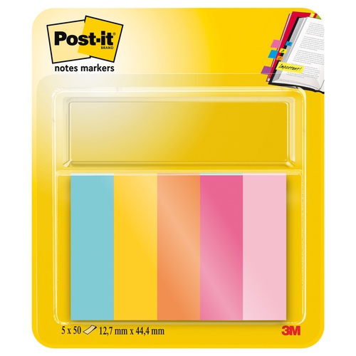 Segnapagina Post it® - 670-5JA-EU - in carta - 12,7 x 44 mm - 5 colori assortiti - Post it® - conf. 250 pezzi