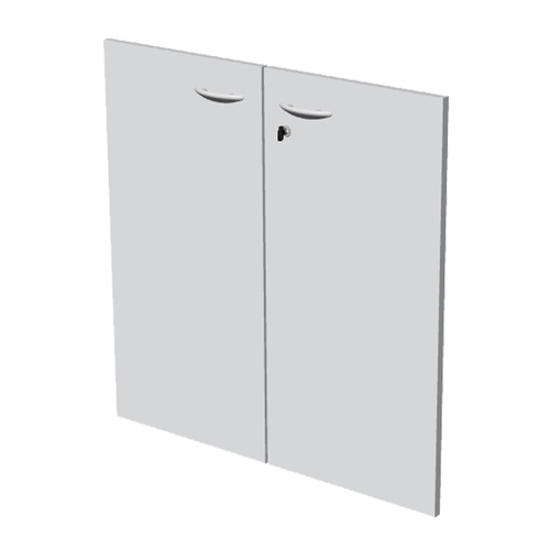 Coppia ante per libreria modulare - bassa - 76 cm - melaminico - con serratura - bianco