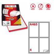 Etichetta adesiva A465 - permanente - 139x99,1 mm - 4 etichette per foglio - bianco - Markin - scatola 100 fogli A4