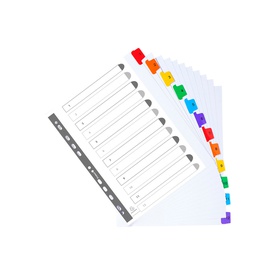 Separatore numerico 1/12 - cartoncino bianco 160 gr - tasti colorati - A4 maxi - Exacompta