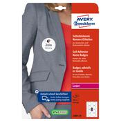 Etichette badge per tessuti rotonde - d 65 mm - 20 fogli (8 et/fg) - laser - Avery
