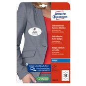 Etichette badge per tessuti ovale - 85 x 50 mm - 20 fogli (10 et/fg) - inkjet - Avery